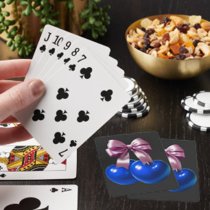 Blue Coquette Cherry Bow Aesthetic Soft Life  Playing Cards