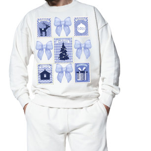 Blue Coquette Christmas Postal Stamp Sweatshirt
