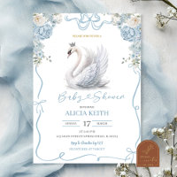 Blue Coquette Crowned Swan Baby Shower