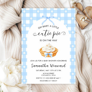 Blue Coquette Cutie Pie Baby Shower Invitation