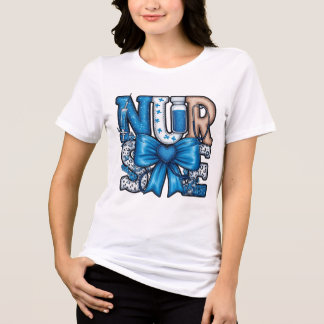 Blue Coquette Nurse Sublimation Design with Floral Tri-Blend Shirt