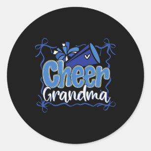 Blue Coquette Pom Poms Bow Cheer Grandma G-ma Chee Classic Round Sticker