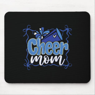 Blue Coquette Pom Poms Bow Cheer Mom Mama Cheerlea Mouse Pad