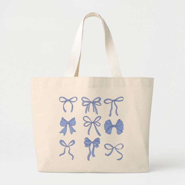 Blue Coquette Ribbons Tote Bag (Front)
