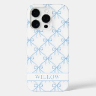 Blue Coquette Watercolor Bows iPhone 16 Pro Case