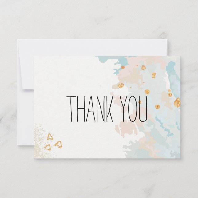 Blue Coral Abstract Thank You Card (Front)