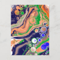 Blue, Coral and Green Pour Painting Fluid Art
