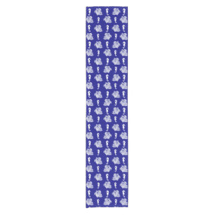 Blue Coral and Seahorses Coastal Beach Short Table Runner