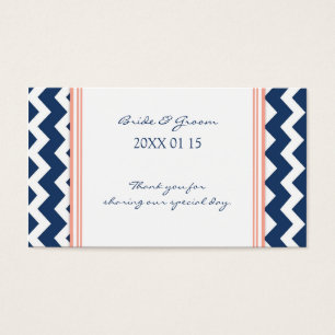 Blue Coral Chevron Wedding Favour Tags