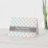 Blue Coral Circles Employee Anniversary Card