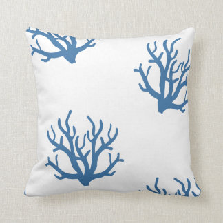 Blue coral coastal toss pillow