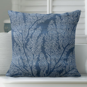 Blue Coral Decorative Pillow Beach Throw Pillows