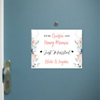 Blue Coral Floral Bride and Groom Cruise Magnet