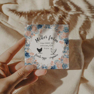 Blue Coral Floral Chicken Eggs Business Card