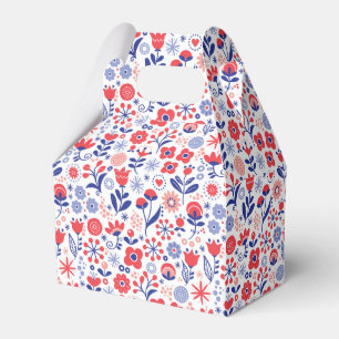 Blue & Coral Floral Pattern Favour Box
