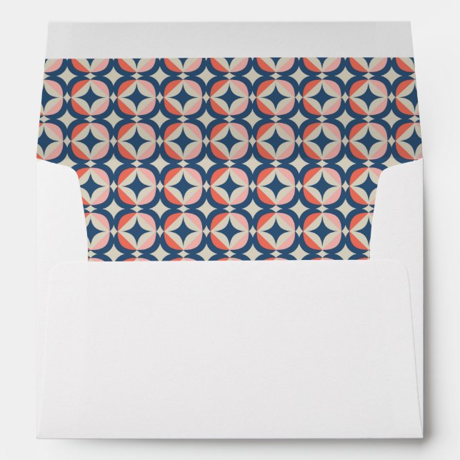 Blue & Coral Geometric Pattern Envelope (Back (Bottom))