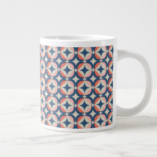 Blue & Coral Geometric Pattern Large Coffee Mug
