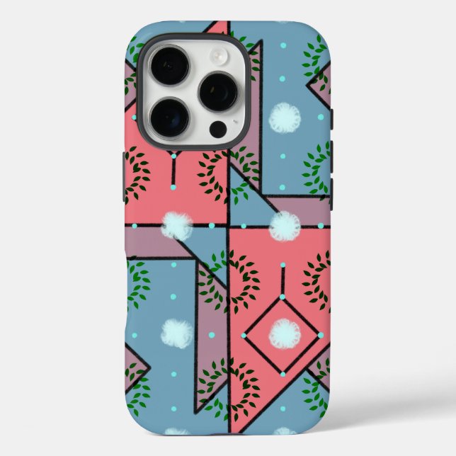 Blue Coral Geometric vibrant iPhone / iPad case (Back)