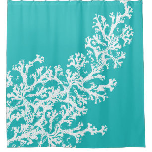 Blue Coral Graphic Shower Curtain