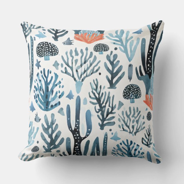 blue coral pattern cushion (Front)