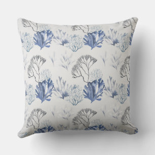 Blue Coral Pattern Cushion