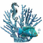 Blue Coral Reef Magnet Photo Sculpture Magnet<br><div class="desc">Acrylic photo sculpture magnet with an image of blue coral sheltering a gleaming blue seahorse and a beautiful blue fish with light blue topaz air bubbles. See matching acrylic photo sculpture pin, keychain, ornament and sculpture. See the entire Under the Sea Magnet collection in the SPECIAL TOUCHES | Party Favors...</div>