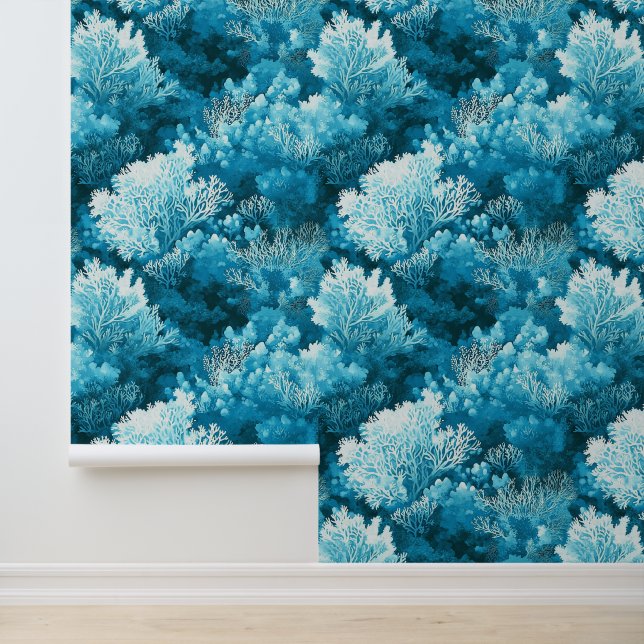 Blue coral reef pattern wall decor (Application)
