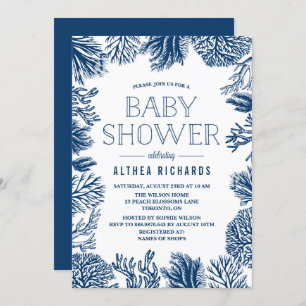 Blue Corals Frame Summer Baby Showerd Invitation