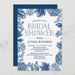 Blue Corals Frame Summer Bridal Shower Invitation