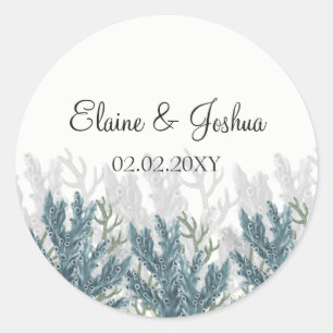 Blue Corals Under The Sea Wedding stickers