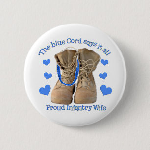 blue cord 6 cm round badge