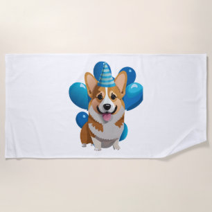 Blue Corgi Birthday Classic T-Shirt (1) Beach Towel