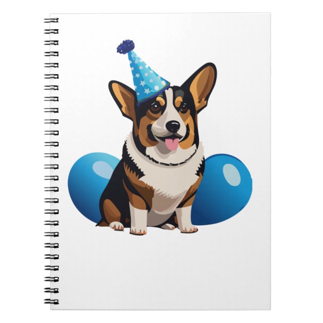 Blue Corgi Birthday Classic T-Shirt Notebook (Front)