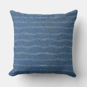 Blue Cork Texture with White Lines Cushion