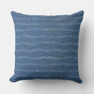 Blue Cork Texture with White Lines Cushion