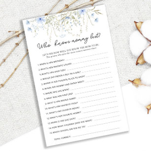 Blue Cornflower Baby Shower Who Knows Mummy Best