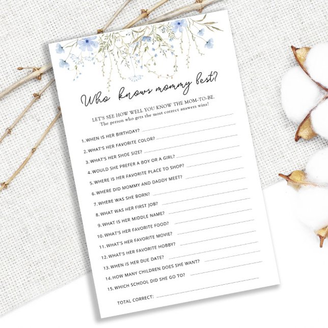 Blue Cornflower Baby Shower Who Knows Mummy Best (Creator Uploaded)