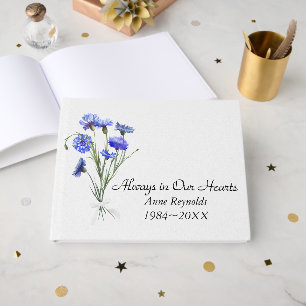 Blue Cornflower Bouquet for Memorial Service Guest Book