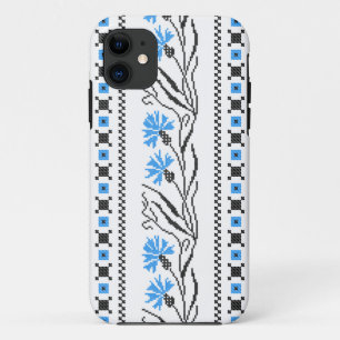 Blue Cornflower cross-stitch design Case-Mate iPhone Case