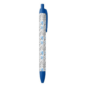 Blue Cornflower cross-stitch design Ink Pen
