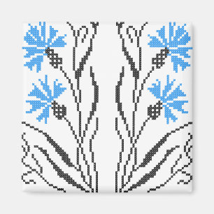 Blue Cornflower cross-stitch design Magnet