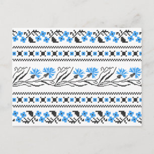 Blue Cornflower cross-stitch design Postcard