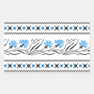 Blue Cornflower cross-stitch design Rectangular Sticker