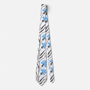 Blue Cornflower cross-stitch design Tie