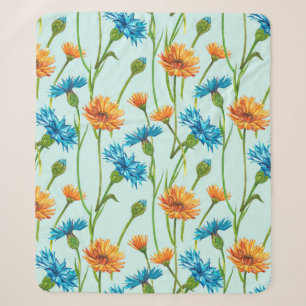 Blue Cornflower Herb or bachelor button flower bou Sherpa Blanket