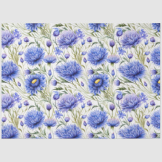 Blue Cornflower Seamless Pattern, Blue Floral Tissue Paper