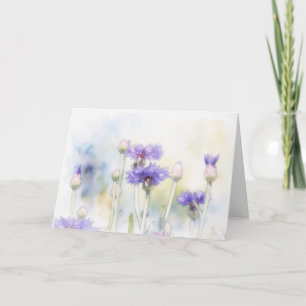 Blue Cornflower Watercolor Art Note Card