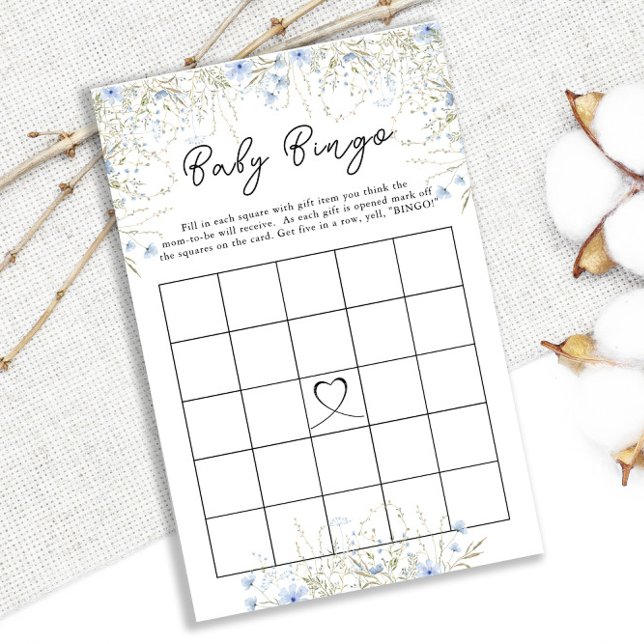 Blue Cornflower Wildflower Baby Shower Bingo (Creator Uploaded)