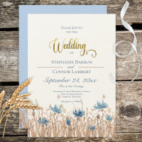 Blue Cornflowers and Wheat Field Invitation