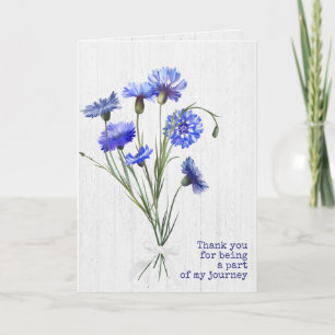 Blue Cornflowers On White Wood Thank You  Card